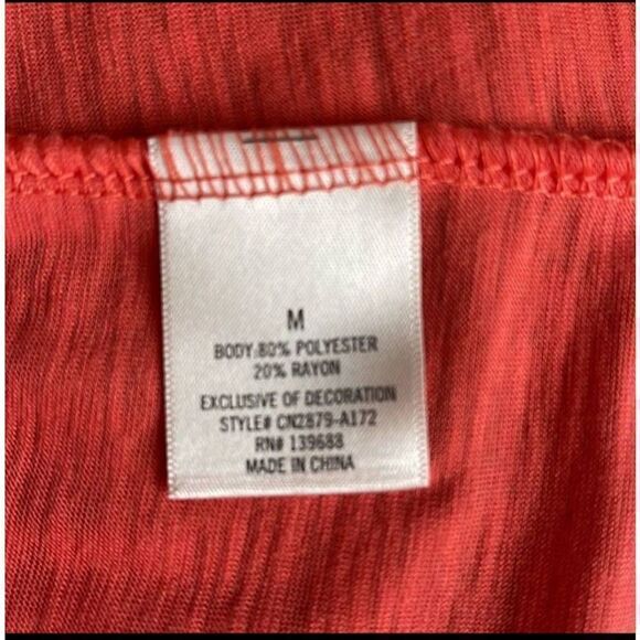 Blue Rain  coral embroidered butterfly floral v neck babydoll medium top - Picture 4 of 4